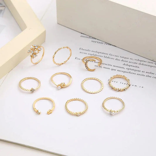 10-Pack Bohemian Silver and Gold-Plated Rings 1