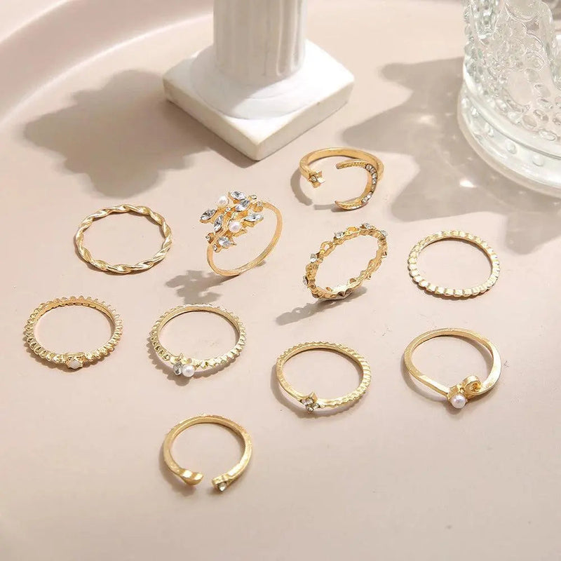 10-Pack Bohemian Silver and Gold-Plated Rings 2