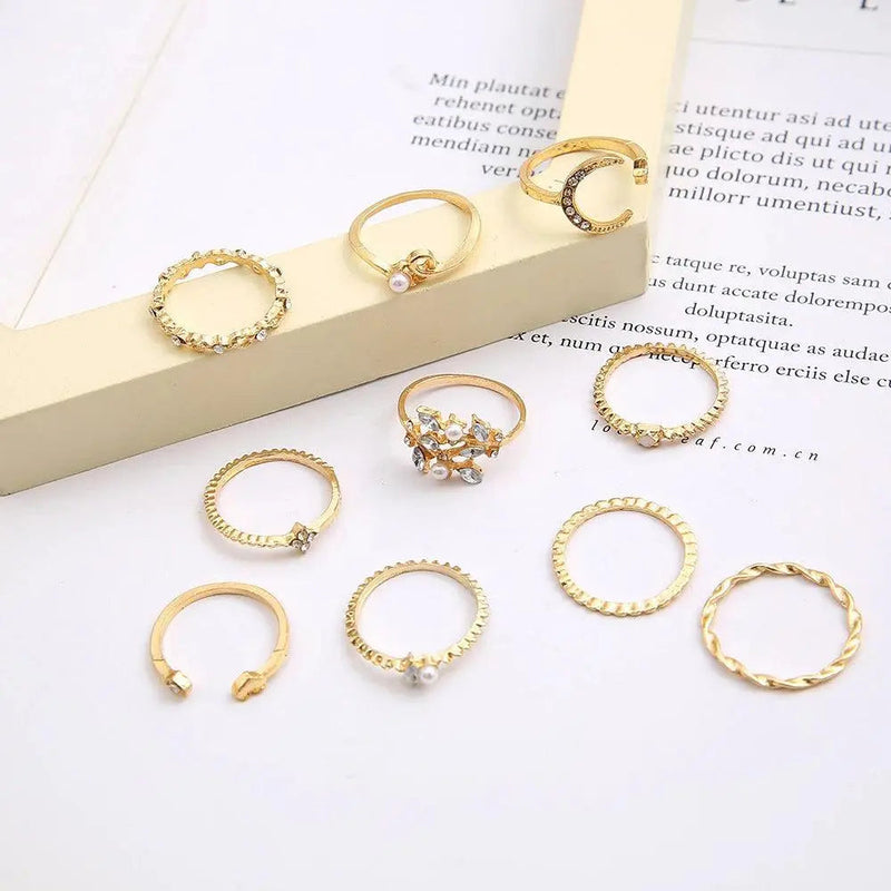 10-Pack Bohemian Silver and Gold-Plated Rings 3