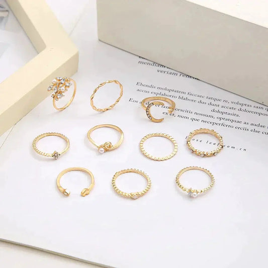 10 Pack of Bohemian Silver and Gold Plated Rings 1