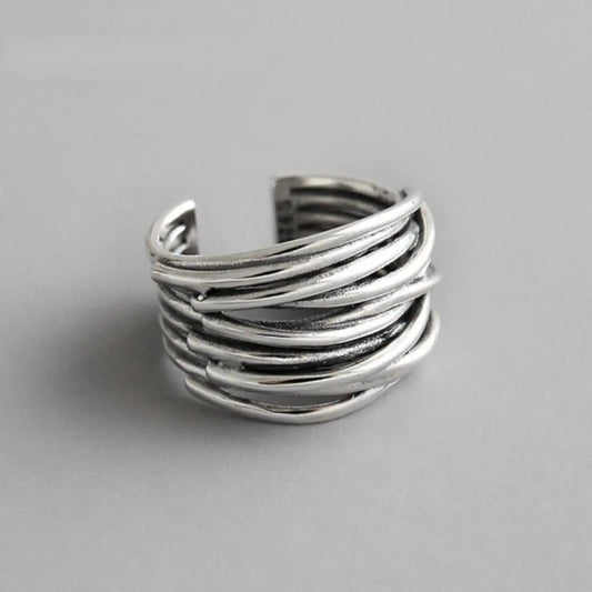 925 Sterling Silver Adjustable Layered Ring 0