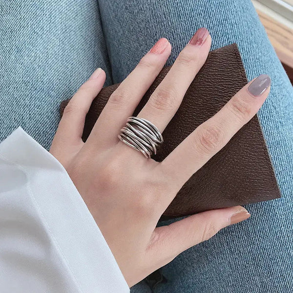 925 Sterling Silver Adjustable Layered Ring 1