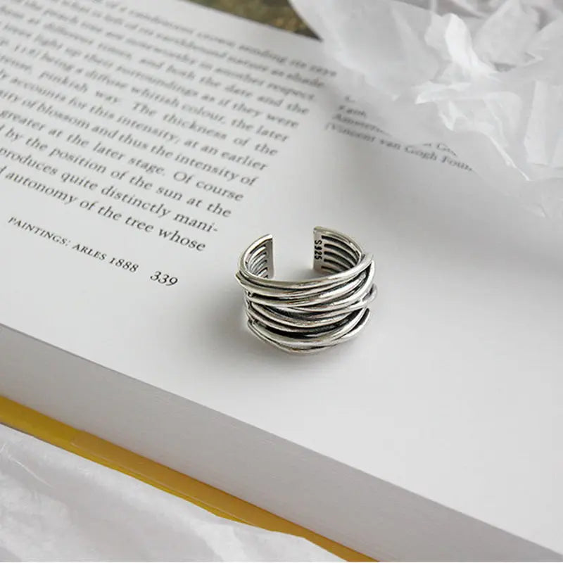 925 Sterling Silver Adjustable Layered Ring 2