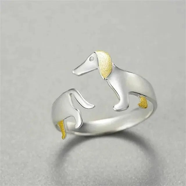 925 Sterling Silver Dachshund Ring 0