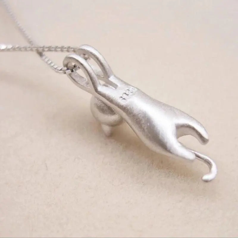 925 Sterling Silver Playful Kitty Necklace 2