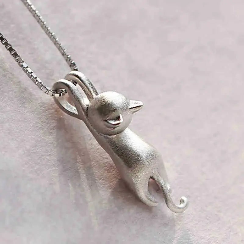 925 Sterling Silver Playful Kitty Necklace 3