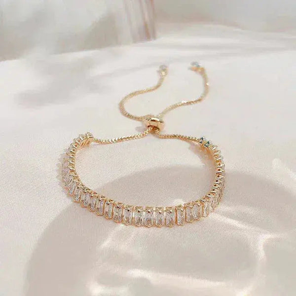 Adjustable Cubic Zirconia Bracelet in Gold and Silver 1