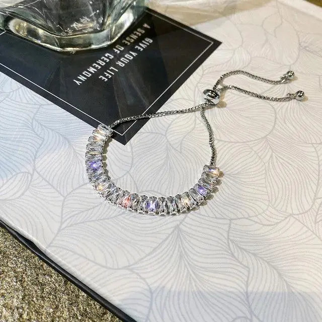 Adjustable Cubic Zirconia Bracelet in Gold and Silver 2