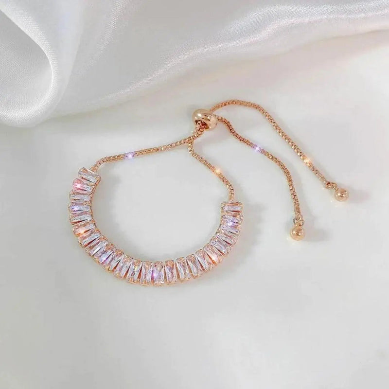 Adjustable Cubic Zirconia Bracelet in Gold and Silver 3