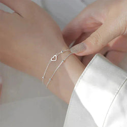 Adjustable Silver Heart Bracelet 0