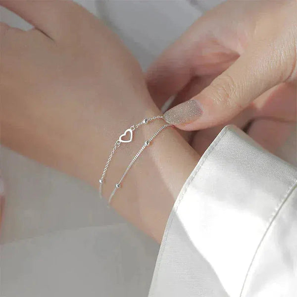 Adjustable Silver Heart Bracelet 0