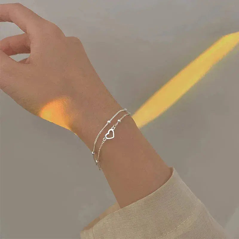 Adjustable Silver Heart Bracelet 2