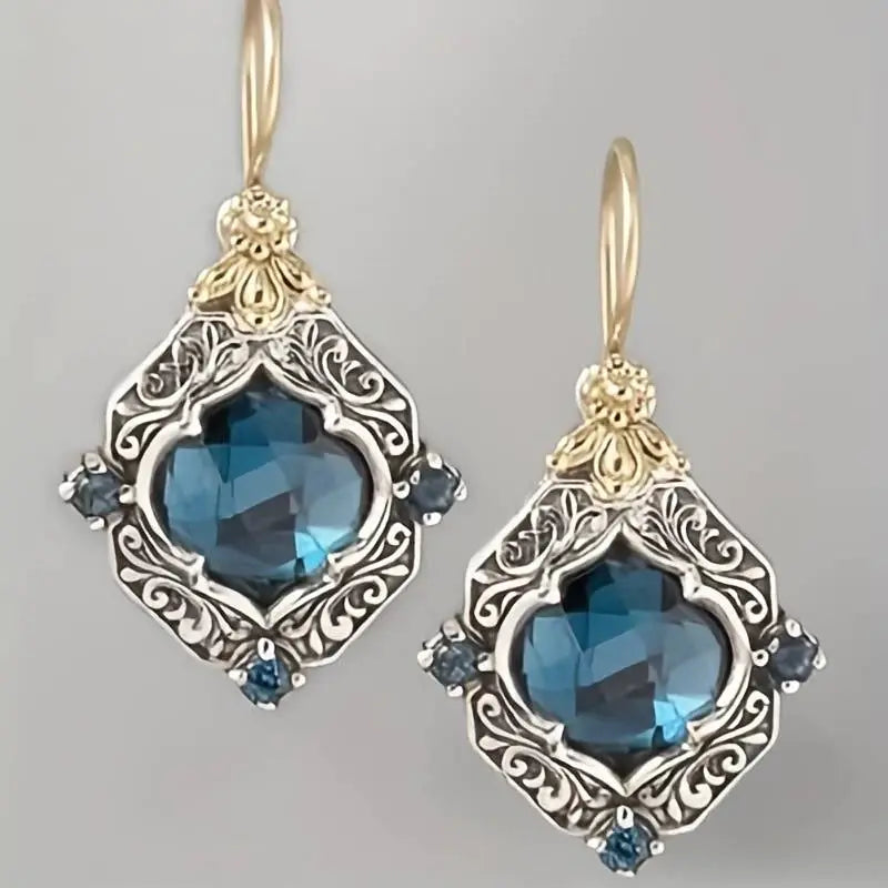 Blue Crystal Earrings in Gold and Silver 0