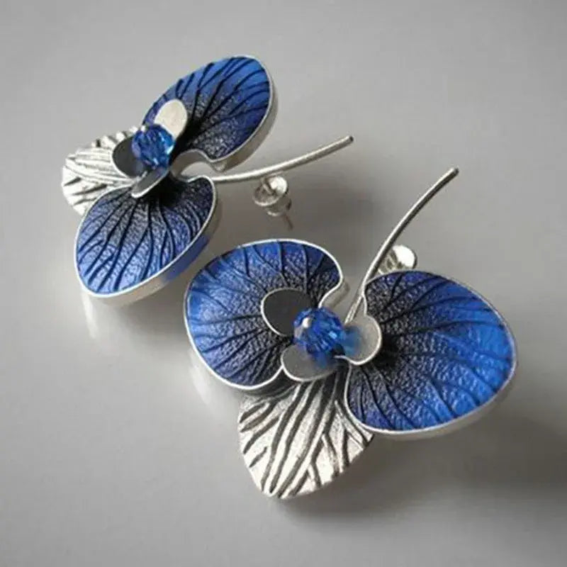 Blue Enamel Earrings on Sterling Silver 0