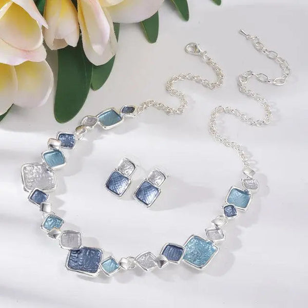 Blue Enamel Round Necklaces Geometric 1