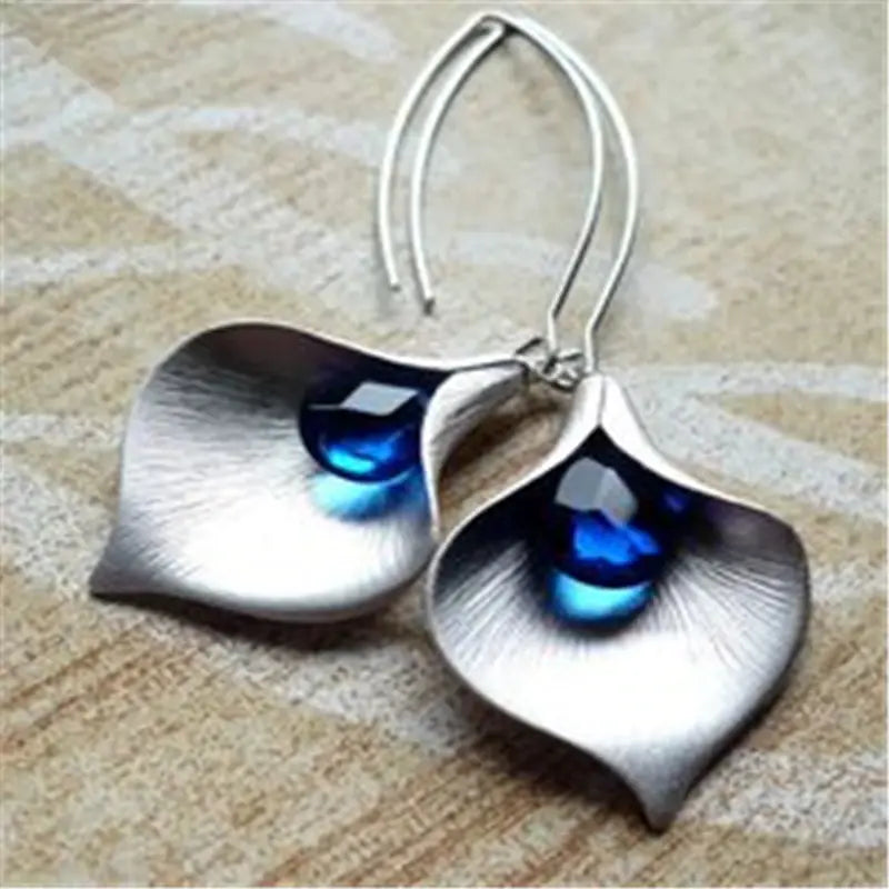 Blue Lotus Earrings in Silver 0