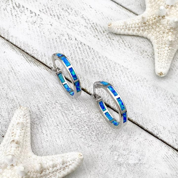 Blue Oceanic Opal Earrings in Silver 0