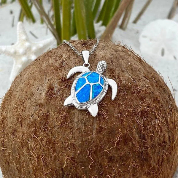 Blue Opal Sea Turtle Necklace 1