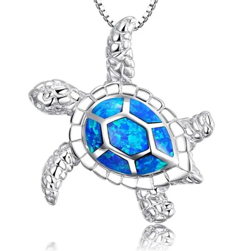 Blue Opal Sea Turtle Necklace 2