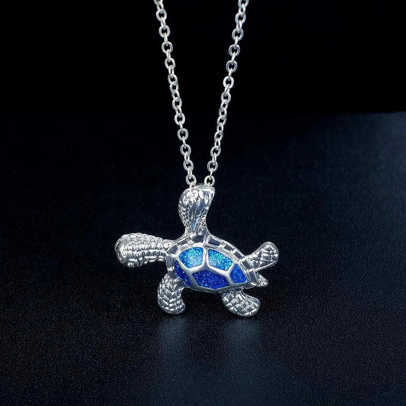 Blue Opal Sea Turtle Necklace 3