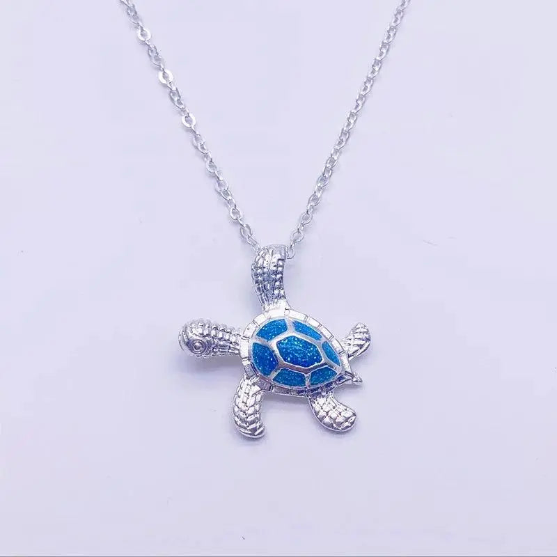 Blue Opal Sea Turtle Necklace 4
