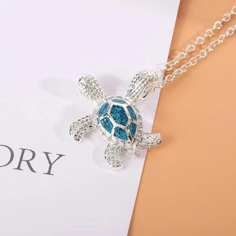 Blue Opal Sea Turtle Necklace 5