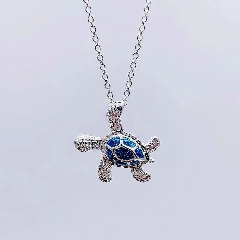 Blue Opal Sea Turtle Necklace 6