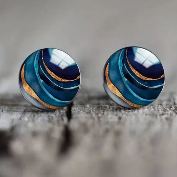 Blue Rounded Vintage Earrings 0