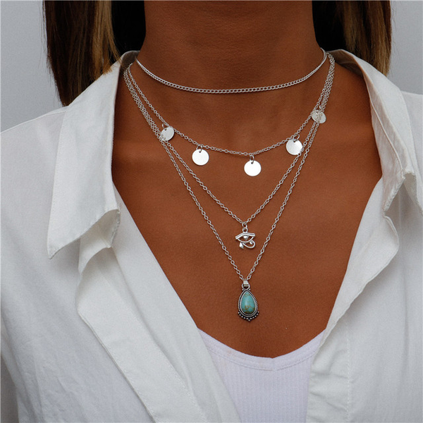 Blue Stone Silver Necklace 0