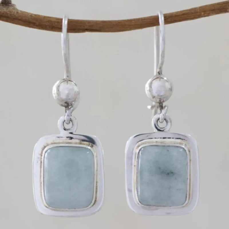 Blue Vintage Square Sterling Silver Earrings 0