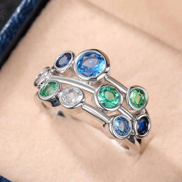 Blue ring with vintage crystals 0