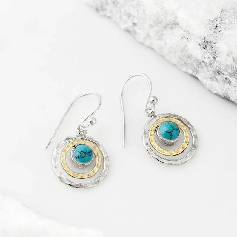 Boho Saturn with Turquoise Opal Earrings 3