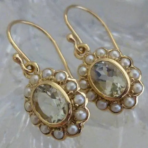 Boho earrings with pearls and crystals 0