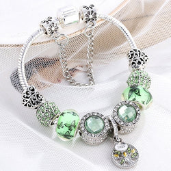 Bracelet in Sterling Silver and Green Crystal 0