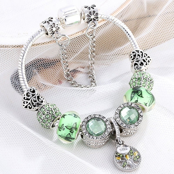 Bracelet in Sterling Silver and Green Crystal 0