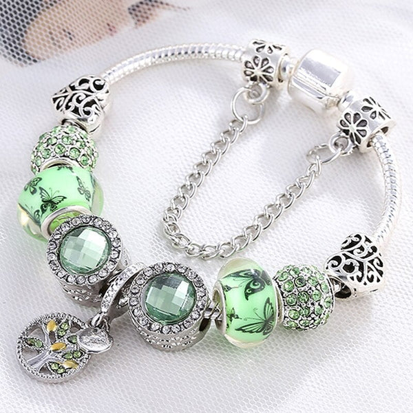Bracelet in Sterling Silver and Green Crystal 1