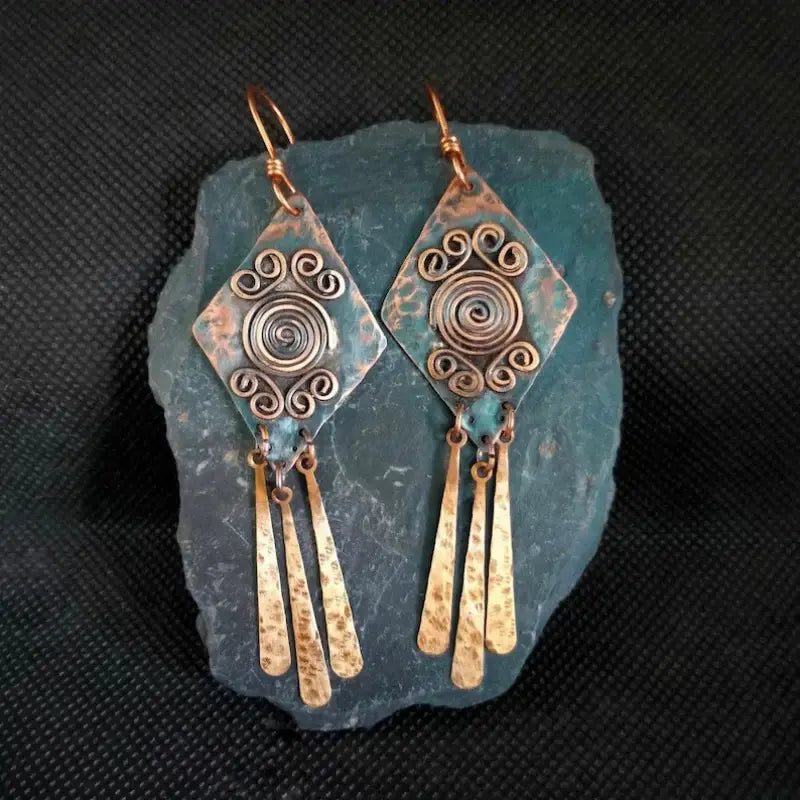 Bronzed Dangling Vintage Earrings 0