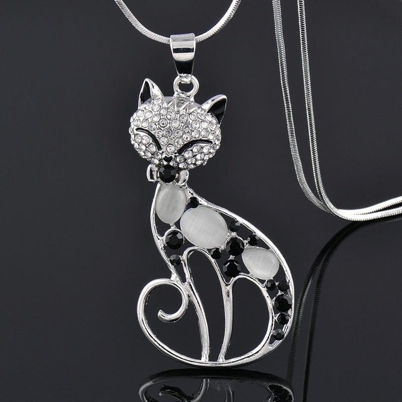 Cats of Love Necklace in Sterling Silver and Zirconia Encrusted 0