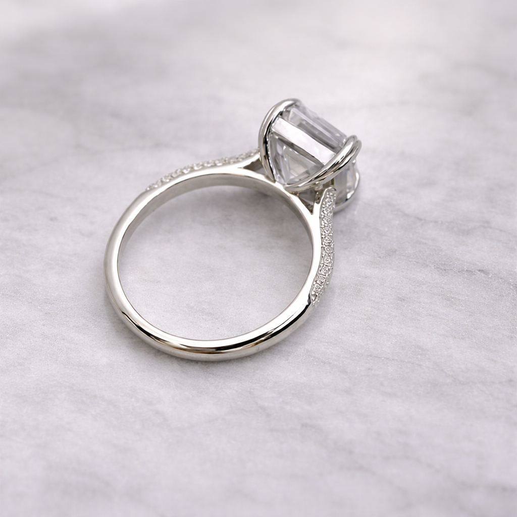 Square-Cut Moissanite Band in Solid Sterling Silver