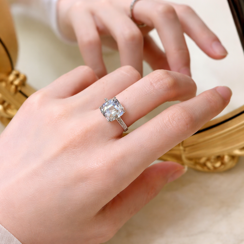 Square-Cut Moissanite Band in Solid Sterling Silver