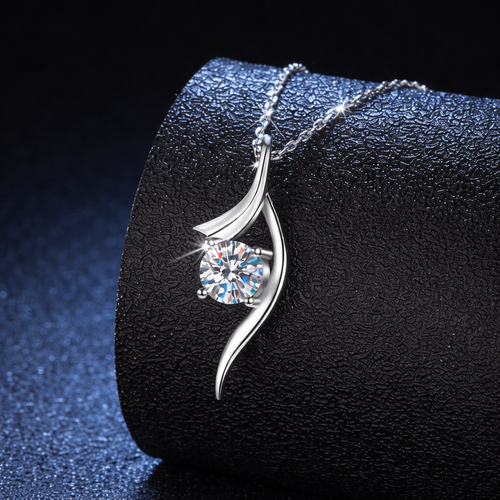 Refined Moissanite Necklace in Solid Sterling Silver