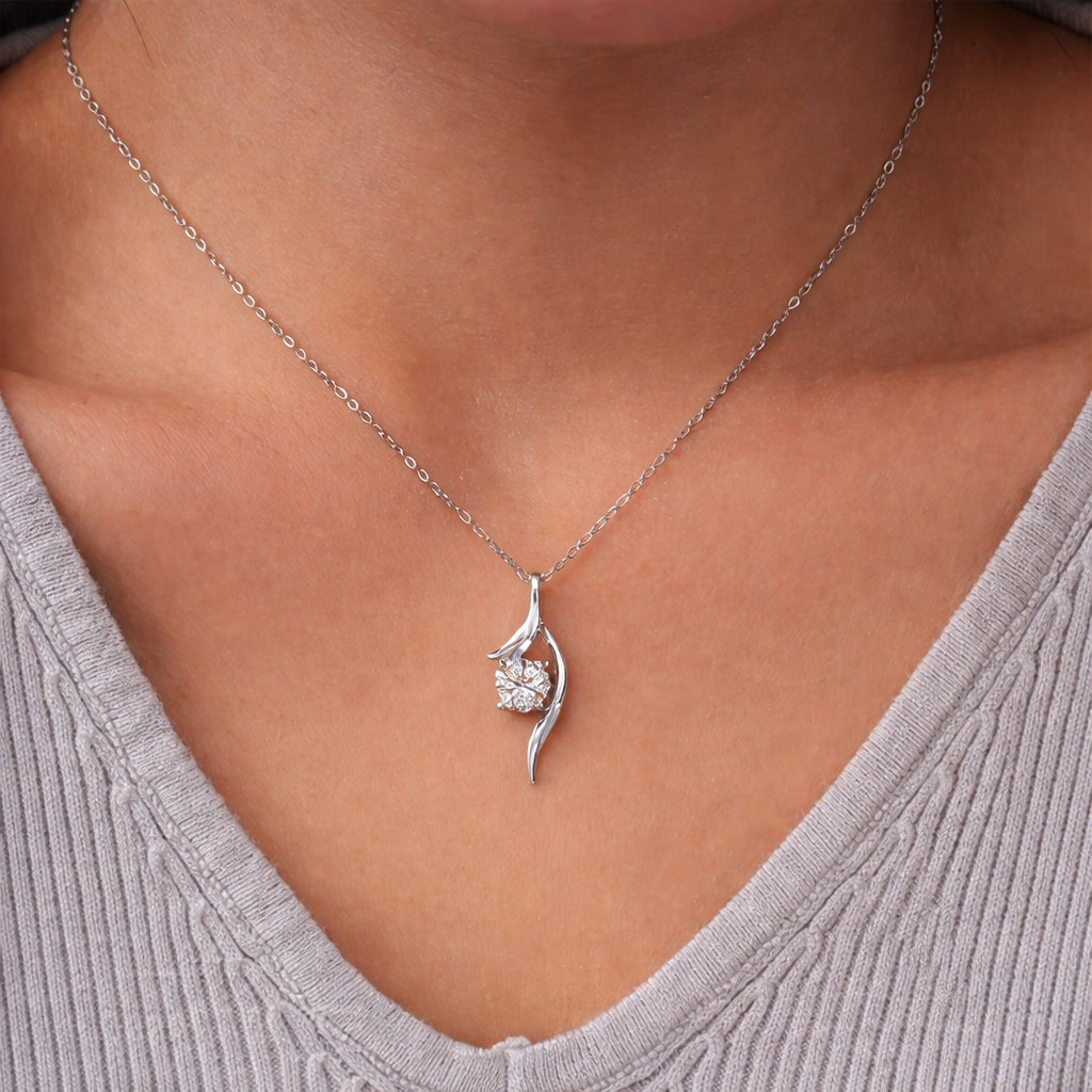 Refined Moissanite Necklace in Solid Sterling Silver