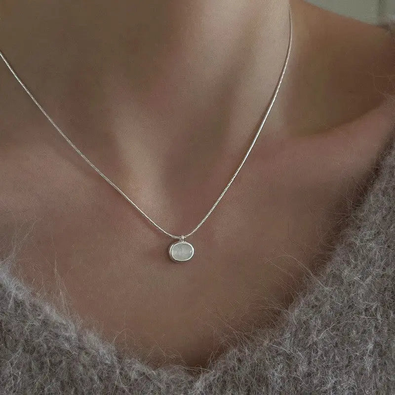 Classic solitaire pendant necklace in silver 0