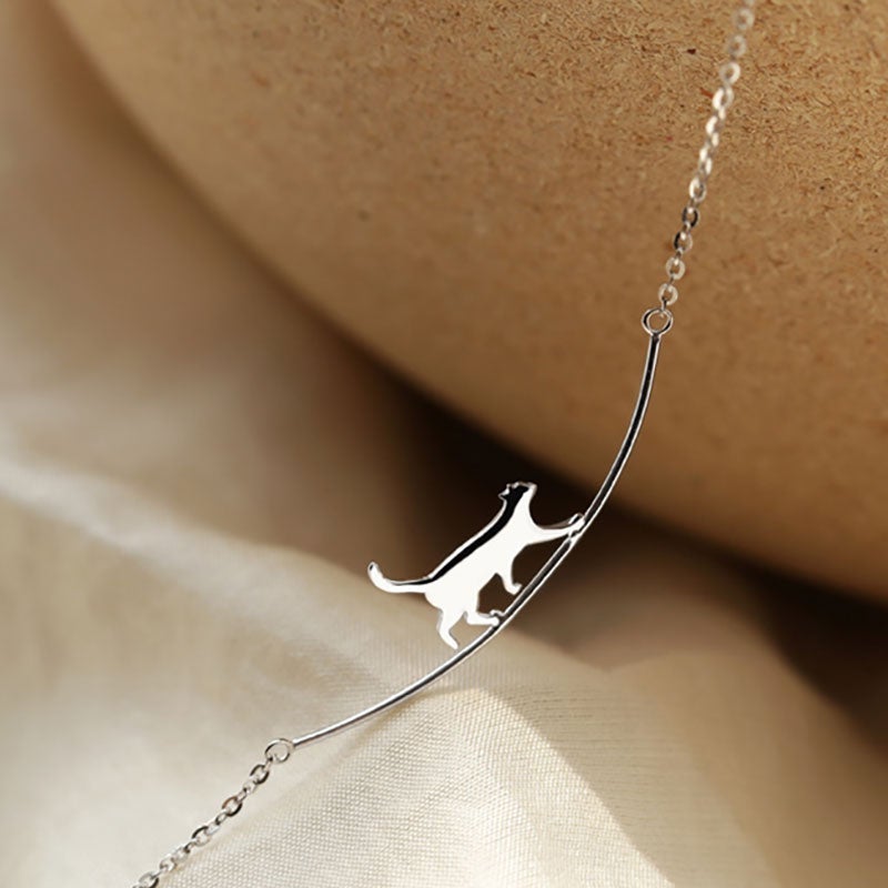 Climbing Cat Necklace in Silver 3