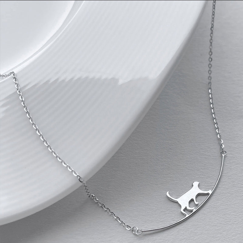 Climbing Cat Necklace in Silver 4