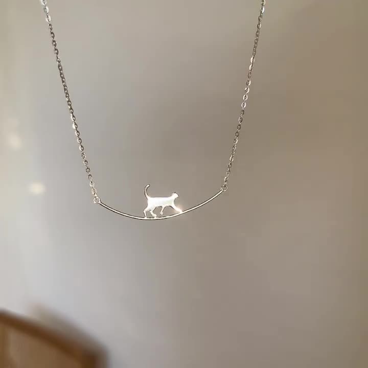 Climbing Cat Necklace in Silver 5