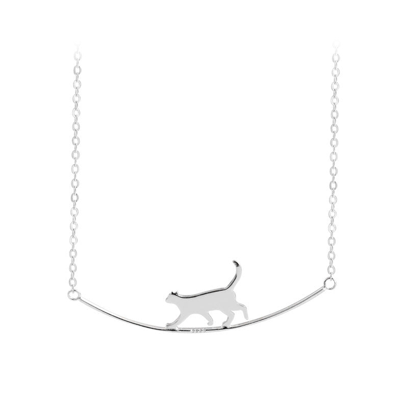 Climbing Cat Necklace in Silver 6