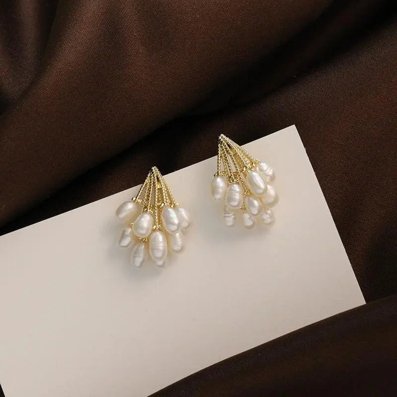 Coral earrings with freshwater pearls 3