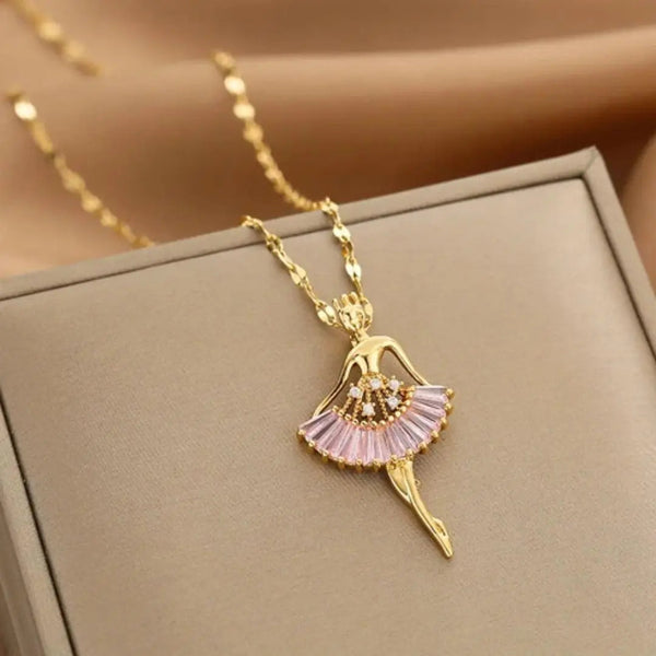 Crystal Ballerina Necklace in Gold 0
