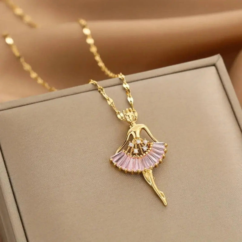 Crystal Ballerina Necklace in Gold 0